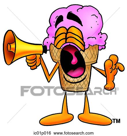 Ice cream cone with megaphone View Large Clip Art Graphic Clip Art - Ice cream cone with megaphone. Fotosearch
