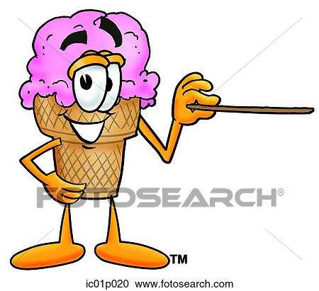 Clipart - Ice cream cone with pointer. Fotosearch