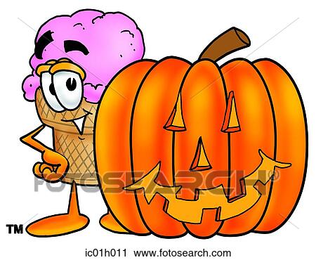 Ice cream cone with pumpkin View Large Clip Art Graphic Clipart - Ice cream cone with pumpkin. Fotosearch