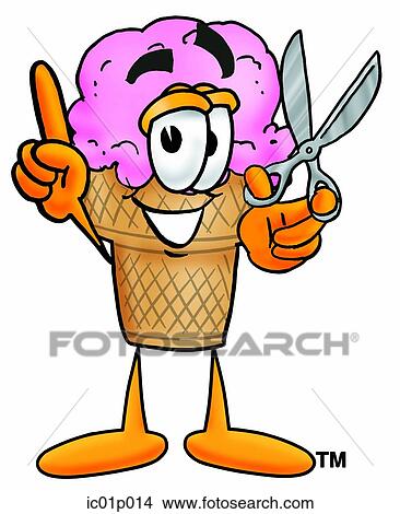 Ice cream cone with scissors View Large Clip Art Graphic Clipart - Ice cream cone with scissors. Fotosearch