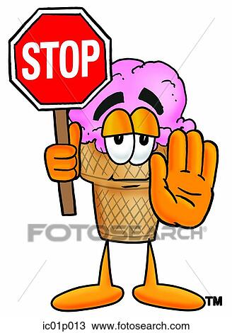 Ice cream cone with stop sign View Large Clip Art Graphic Clipart - Ice cream cone with stop sign. Fotosearch
