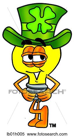 Clipart - Light bulb and irish hat. Fotosearch
