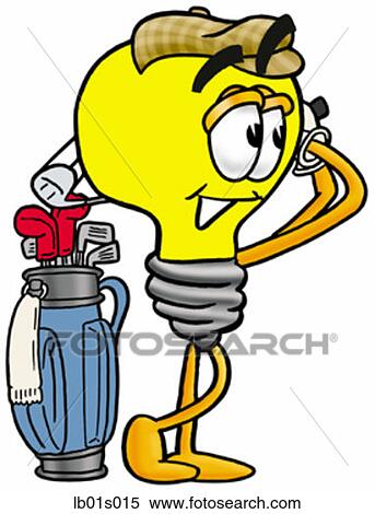 Clipart - Light bulb golfing. Fotosearch