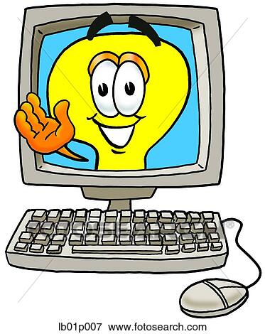 Light bulb in computer View Large Clip Art Graphic Clip Art - Light bulb in computer. Fotosearch
