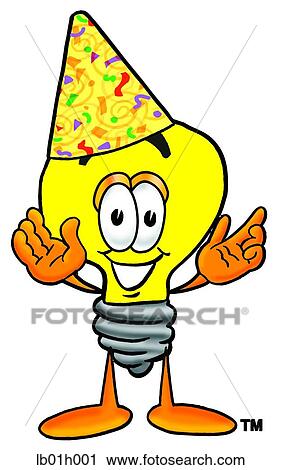 Clipart - Light bulb in party hat. Fotosearch
