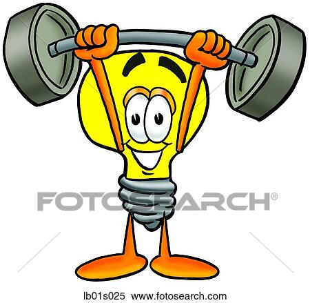 Light bulb lifting weights high View Large Clip Art Graphic Clipart - Light bulb lifting weights high. Fotosearch