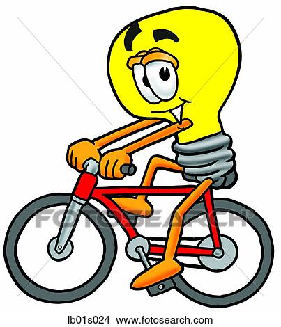 Light bulb riding bike View Large Clip Art Graphic Clipart - Light bulb riding bike. Fotosearch