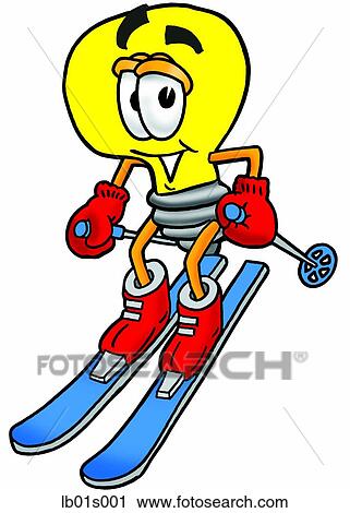 Clipart - Light bulb skiing. Fotosearch