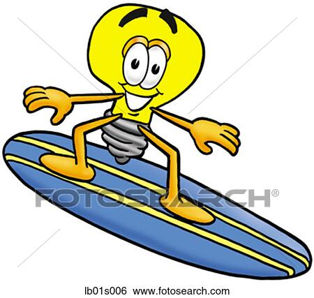 Clip Art - Light bulb surfing. Fotosearch