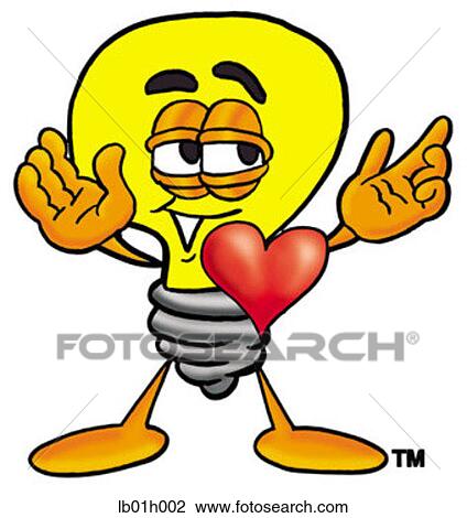 Clipart - Light bulb with heart. Fotosearch