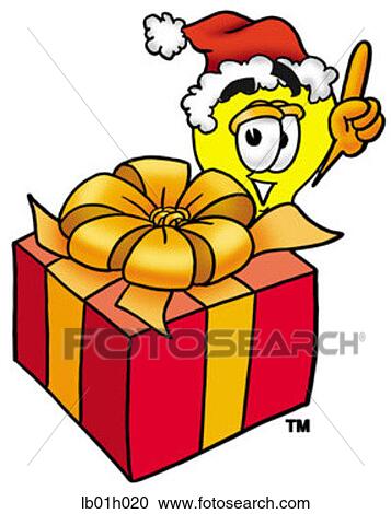 Clipart - Light bulb with present. Fotosearch