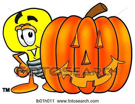 Clipart - Light bulb with pumpkin. Fotosearch