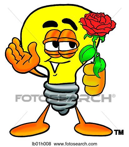 Clip Art - Light bulb with rose. Fotosearch