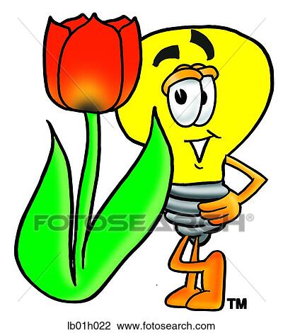 Clipart - Light bulb with tulip. Fotosearch