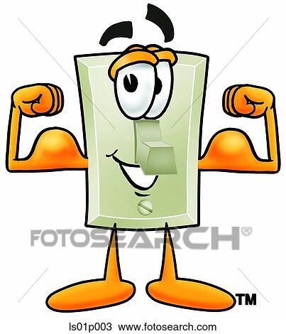 Clipart - Light switch flexing muscles. Fotosearch