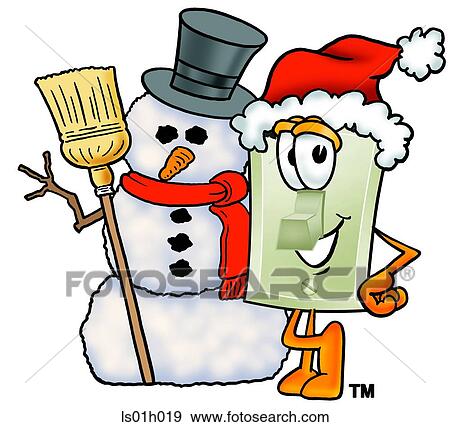 Clip Art - Light switch with snowman. Fotosearch