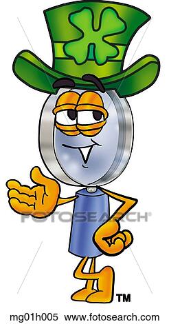 Clipart - Mag glass and irish hat. Fotosearch