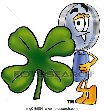 Clipart - Mag glass and shamrock. Fotosearch