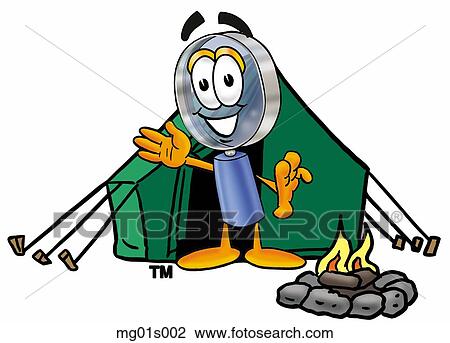 Clipart - Mag glass camping. Fotosearch