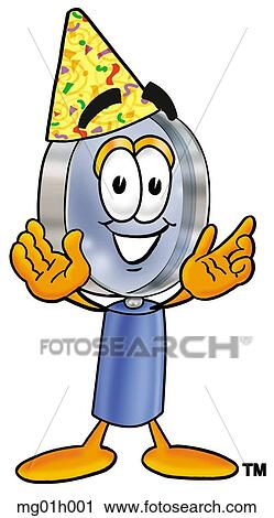 Mag glass in party hat View Large Clip Art Graphic Clipart - Mag glass in party hat. Fotosearch