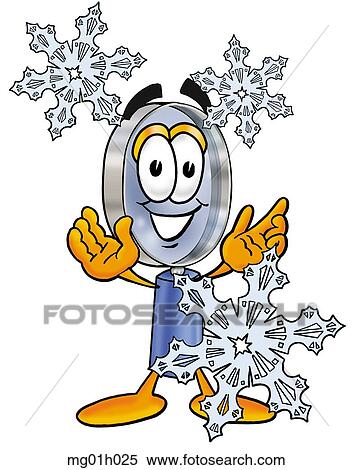 Clipart - Mag glass in snow. Fotosearch