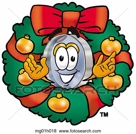 Mag glass in wreath View Large Clip Art Graphic Clip Art - Mag glass in wreath. Fotosearch
