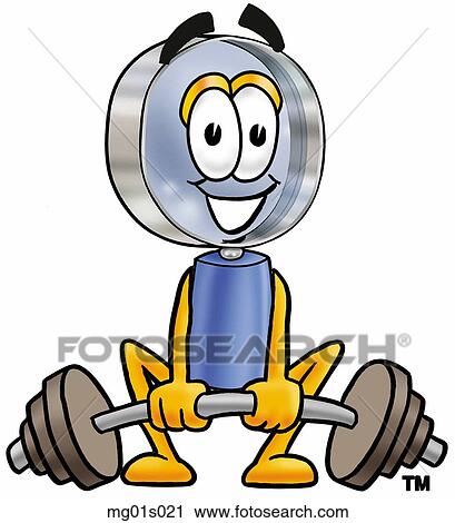 Mag glass lifting weights low View Large Clip Art Graphic Clipart - Mag glass lifting weights low. Fotosearch