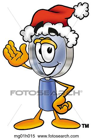 Clipart - Mag glass santa. Fotosearch