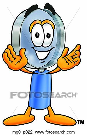 Clipart - Mag glass with arms open. Fotosearch