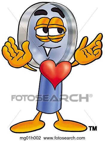Clipart - Mag glass with heart. Fotosearch