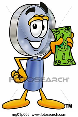Clip Art - Mag glass with money. Fotosearch