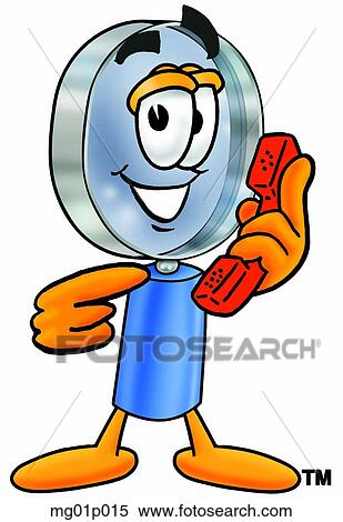 Clipart - Mag glass with phone. Fotosearch