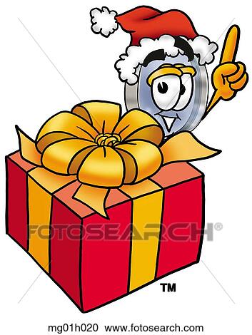 Mag glass with present View Large Clip Art Graphic Clipart - Mag glass with present. Fotosearch