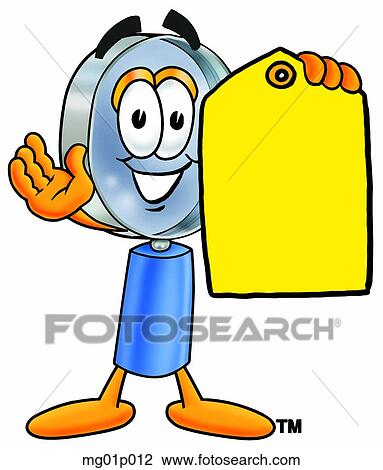 Clipart - Mag glass with price tag. Fotosearch