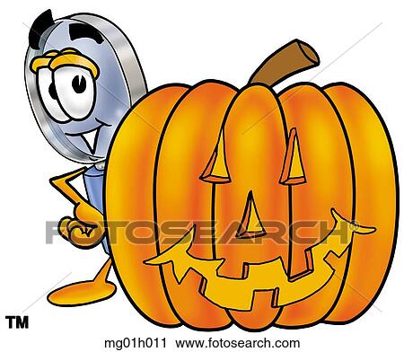 Mag glass with pumpkin View Large Clip Art Graphic Clipart - Mag glass with pumpkin. Fotosearch