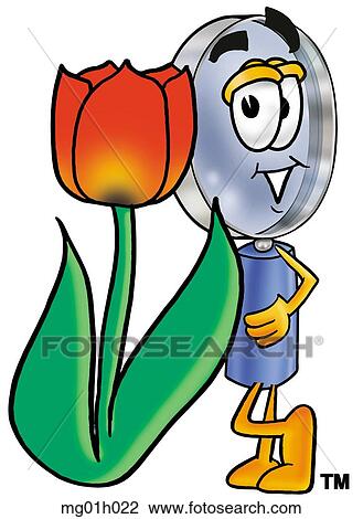 Clipart - Mag glass with tulip. Fotosearch