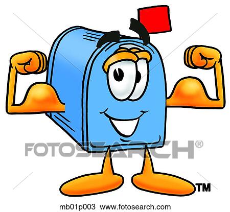Clipart - Mail box flexing muscles. Fotosearch