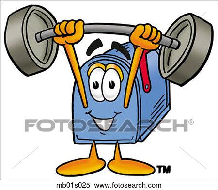 Clipart - Mail box lifting weights high. Fotosearch