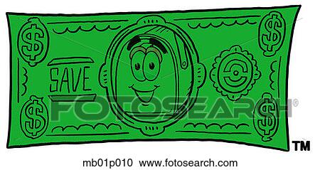 Clipart - Mail box on a dollar bill. Fotosearch