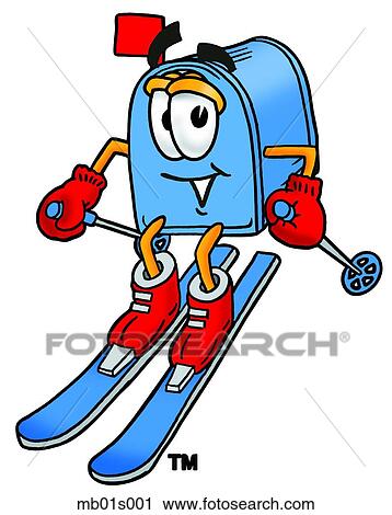 Clipart - Mail box skiing. Fotosearch