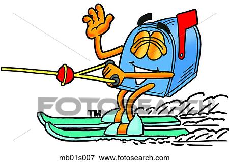 Mail box water skiing View Large Clip Art Graphic Clip Art - Mail box water skiing. Fotosearch