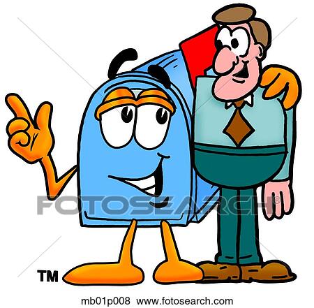 Clip Art - Mail box with a man. Fotosearch