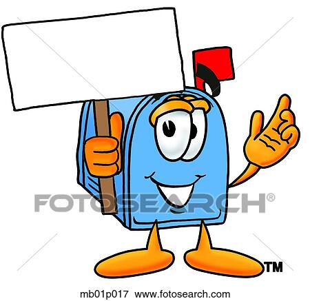 Clip Art - Mail box with a sign. Fotosearch