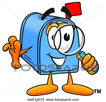 Clip Art - Mail box with magnifying glass. Fotosearch