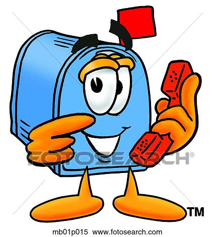 Clipart - Mail box with phone. Fotosearch