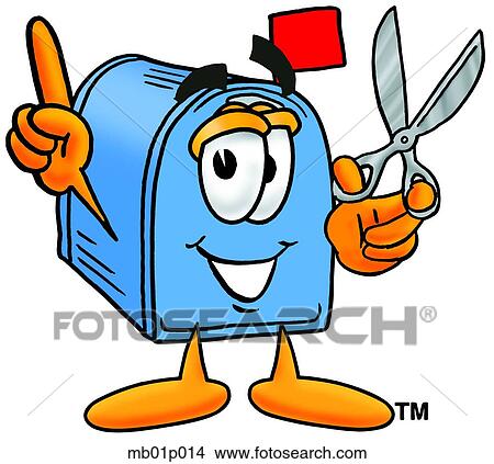 Clipart - Mail box with scissors. Fotosearch