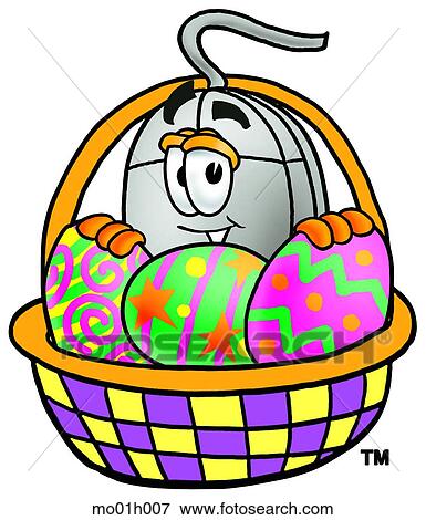 Clip Art - Mouse and easter basket. Fotosearch