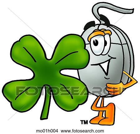 Clipart - Mouse and shamrock. Fotosearch