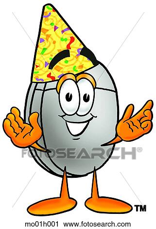 Clipart - Mouse in party hat. Fotosearch