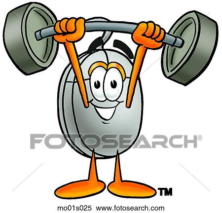 Clipart - Mouse lifting weights high. Fotosearch